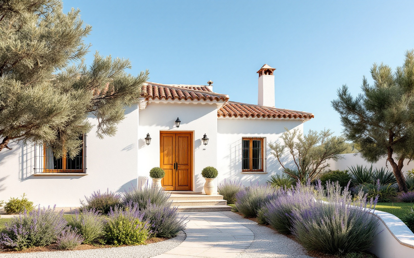 Whitewashed villa on the Costa Blanca in afternoon light