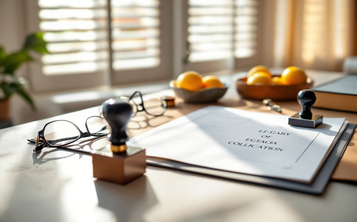 Legal documents with an official stamp and a fountain pen