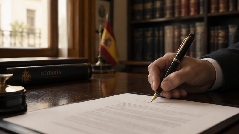 Signing a document at the notary