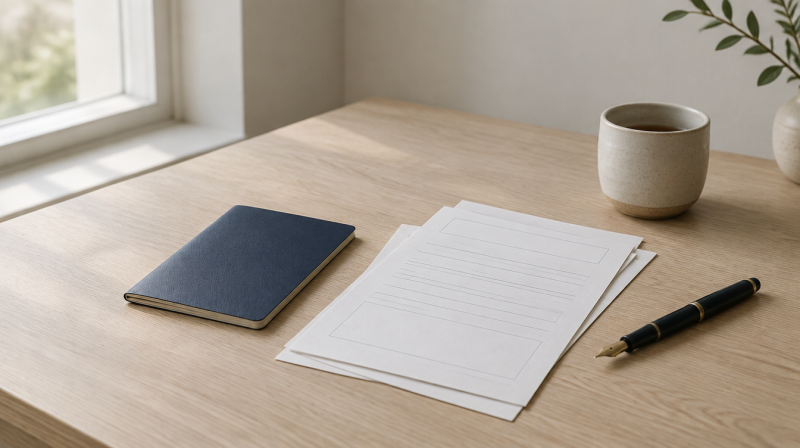 Documents and a pen on a desk