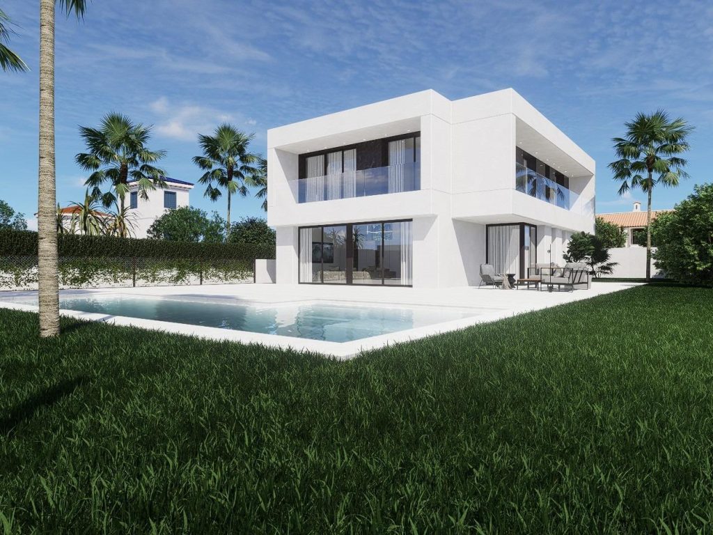 Newly built luxury villa in Orihuela Costa with private pool and landscaped garden, 600 metres from the beach