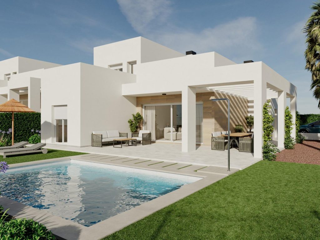 Contemporary new-build villa for sale in Algorfa with private pool and terrace at La Finca Golf Resort, Costa Blanca